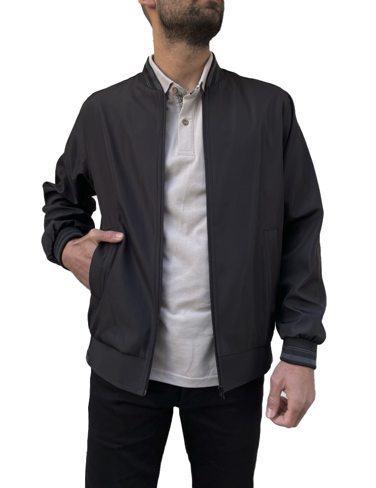 Ανδρικό μαύρο ελαφρύ Bomber Plus Size D1900 φωτογραφία